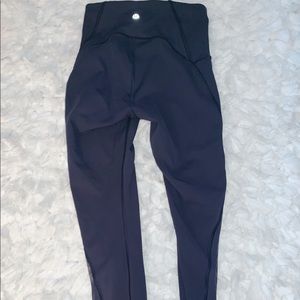 Navy Lululemon Train Times 7/8 Leggings w/ Mesh